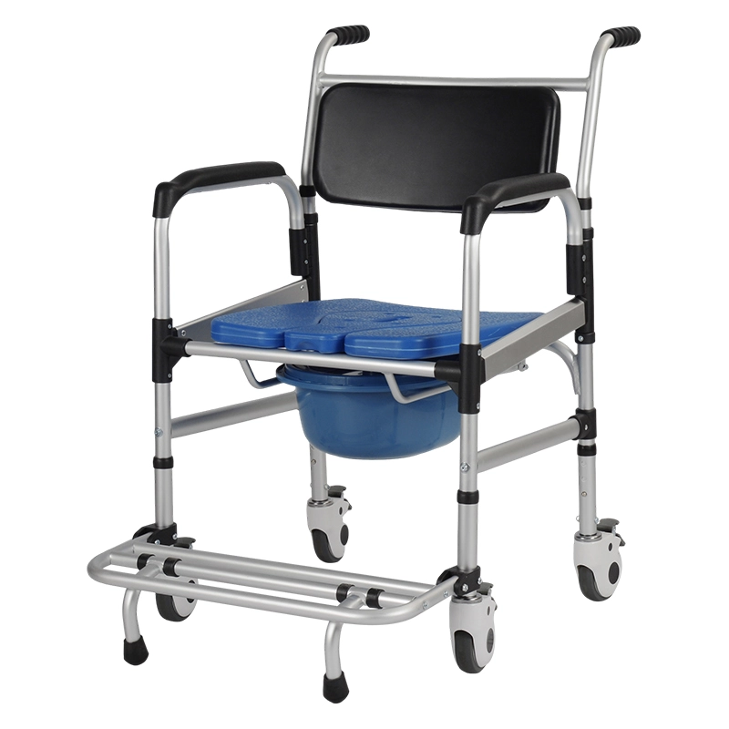 Soft backrest transfer commode chair